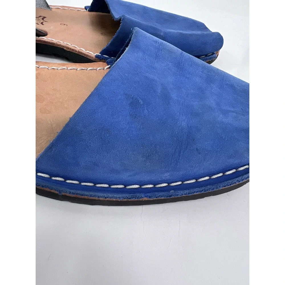 Pons Avarca Menorca Blue Suede Silver Metallic Slingback Sandals Spain Womens 9 - Picture 6 of 9